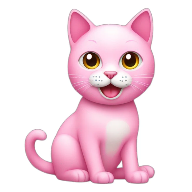 pink cat with ipad creating illustrations sticker