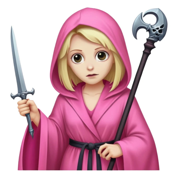 blonde grim reaper pink robe sticker