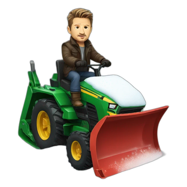 Jeremy Renner riding a snowplough sticker
