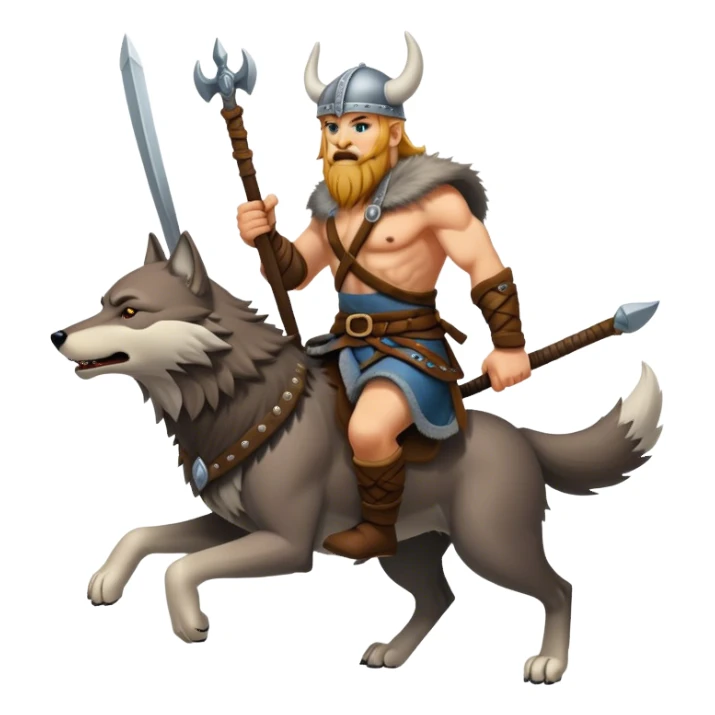 Viking Warrior Riding A Wolf  sticker