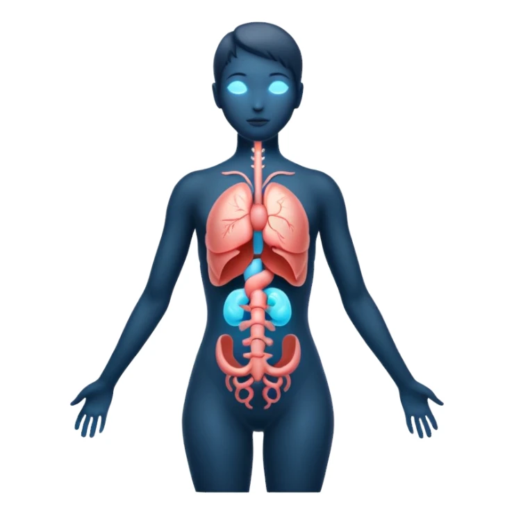 body silhouette with glowing organs sticker