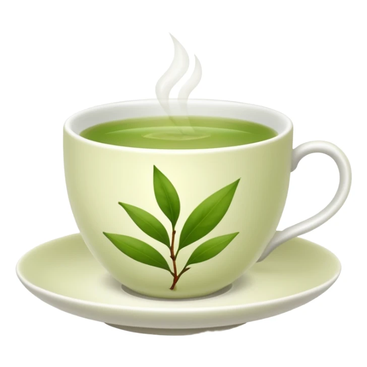White tea cup with leaf sticker