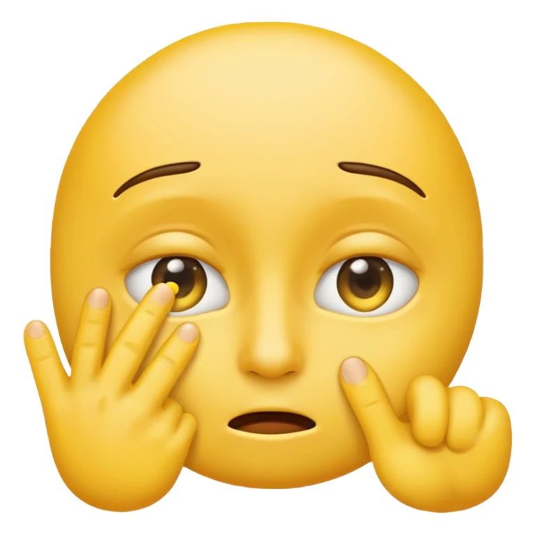 yellow emoji, cynical, finger pulling down eyelid, skeptical sticker
