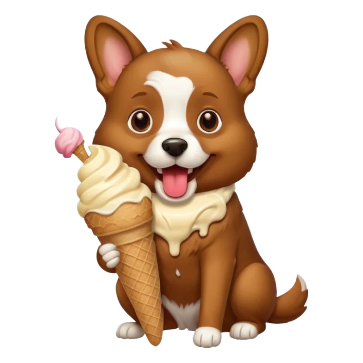 dog eating icecream sticker