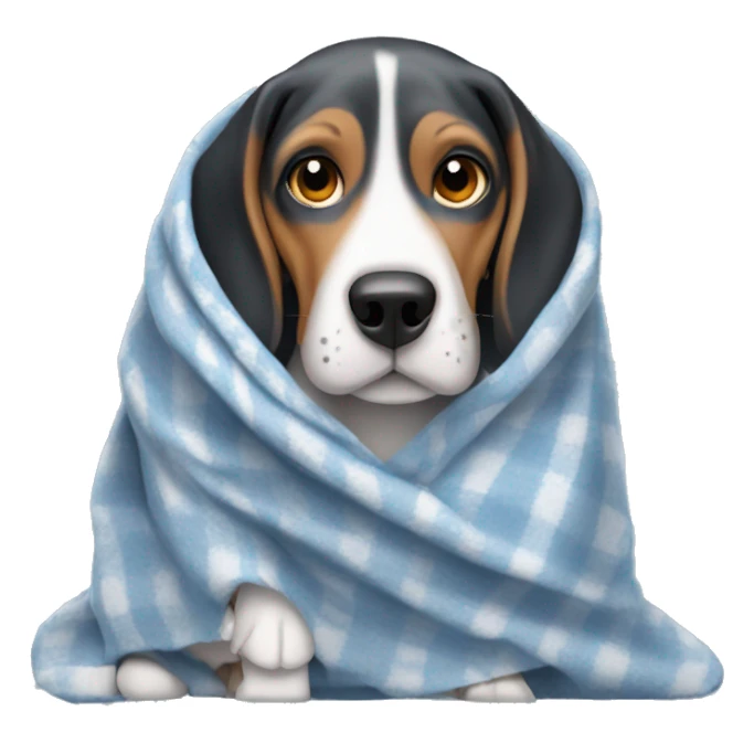 bluetick beagle wrapped in a blanket sticker