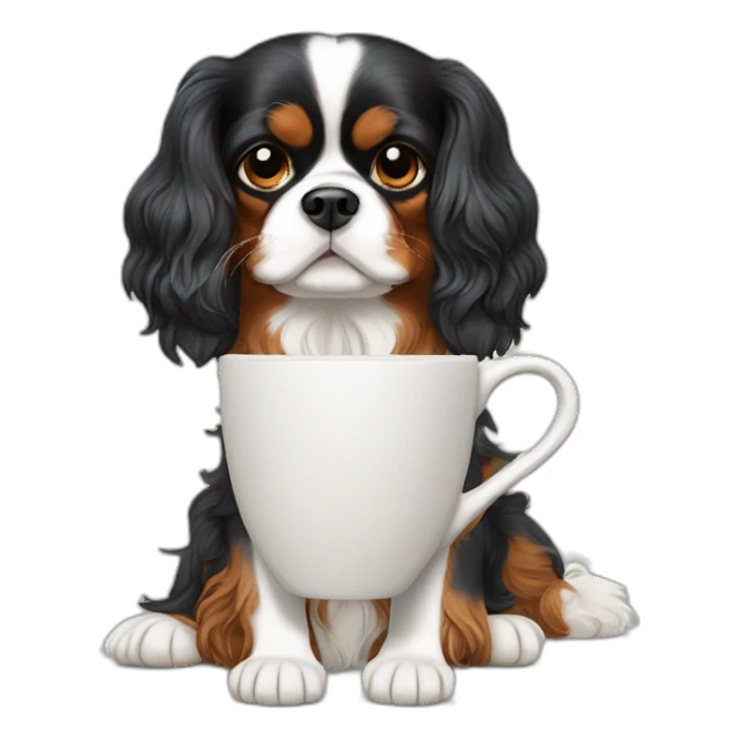 King Charles cavalier dog drinking coffee sticker