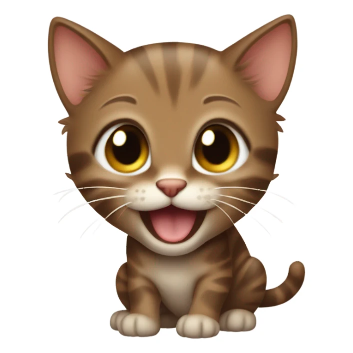 brown laughing kitten sticker