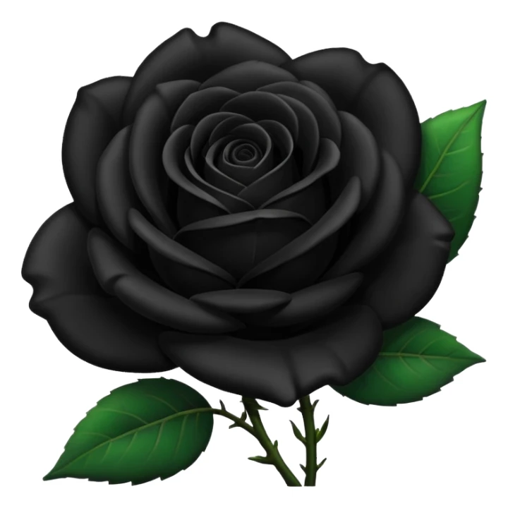 Rosa negra con hojas verdes  sticker