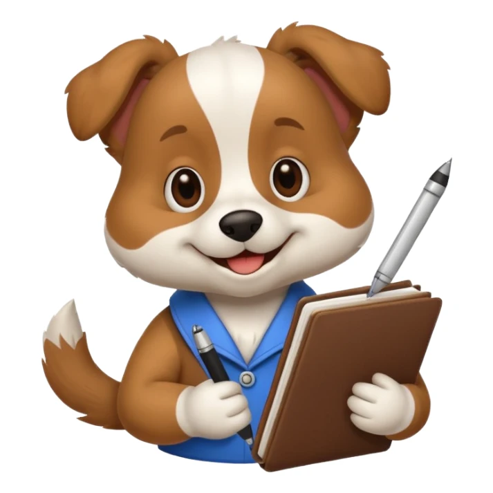 funny dog with diary and pen sticker
