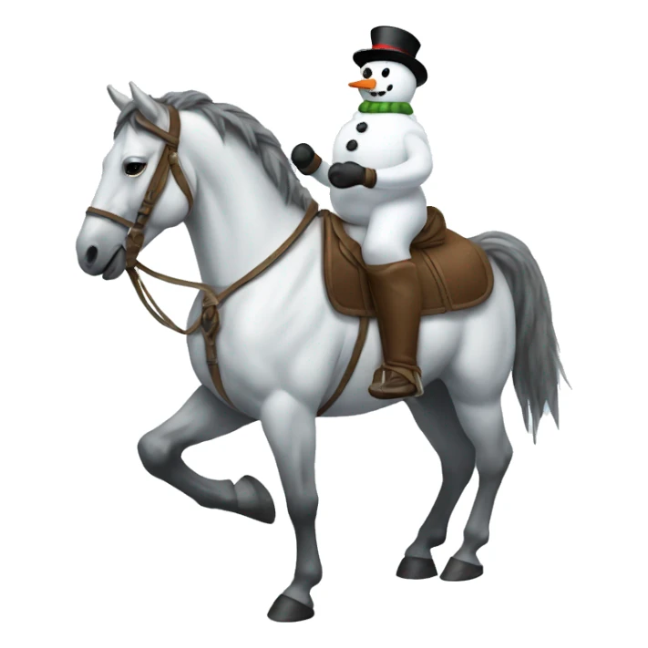 Snowman on a horse sticker