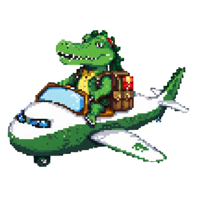 crocodile riding on an airplane sticker