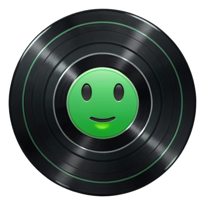 Vinyl record with green point inside sticker