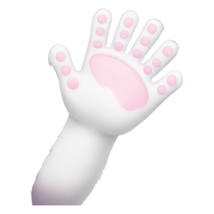 White furry cat arm from below with light pink pads sticker