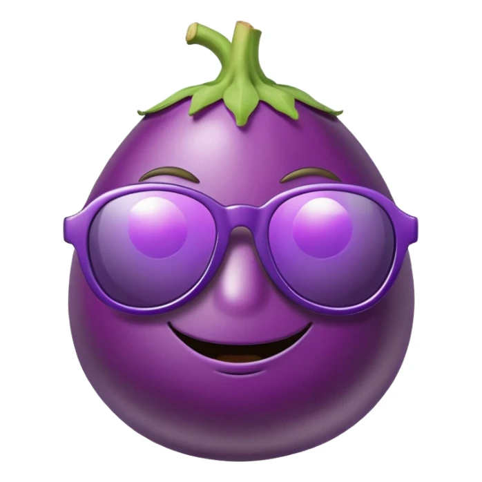 Eggplant with sunglasses sticker