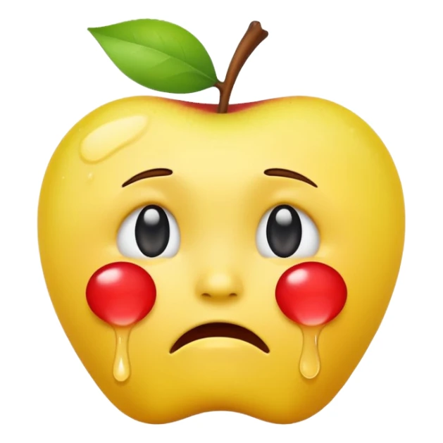 Yellow apple emoji crying for real sticker