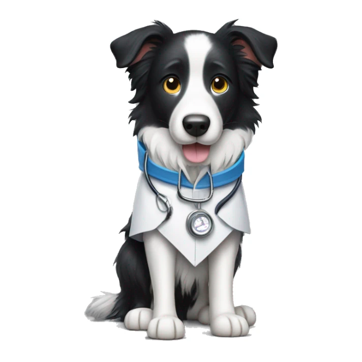 Dog border collie dressed like a Vet sticker