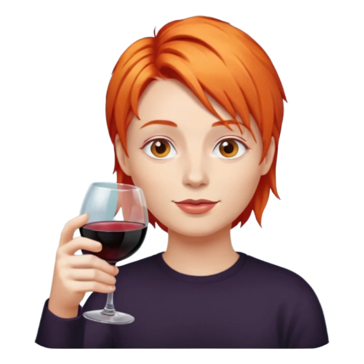 orange hair drinking wine sticker