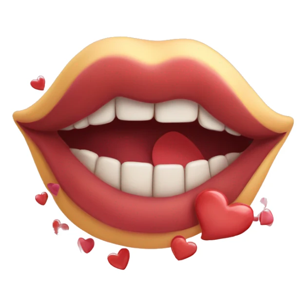 Biting lip with hearts flying around  sticker