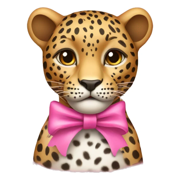 leopard wearing pink ribbon around neck sticker