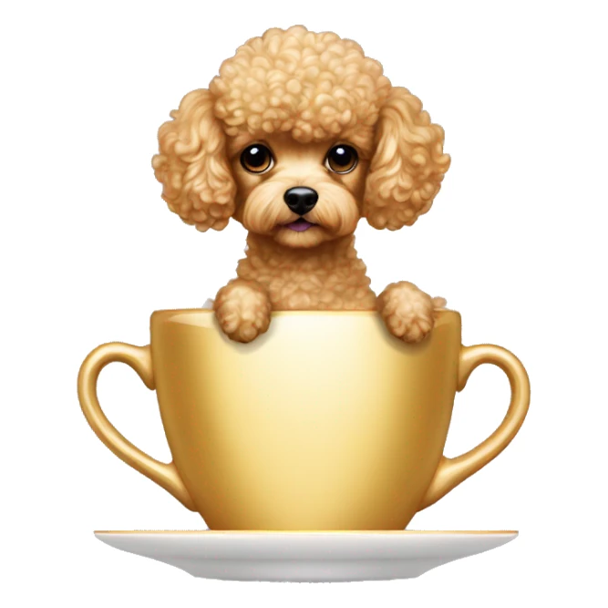 shiny gold teacup poodle standing atttentively sticker