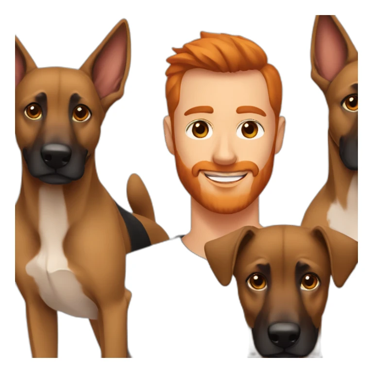 Malinois dog and redhead men sticker