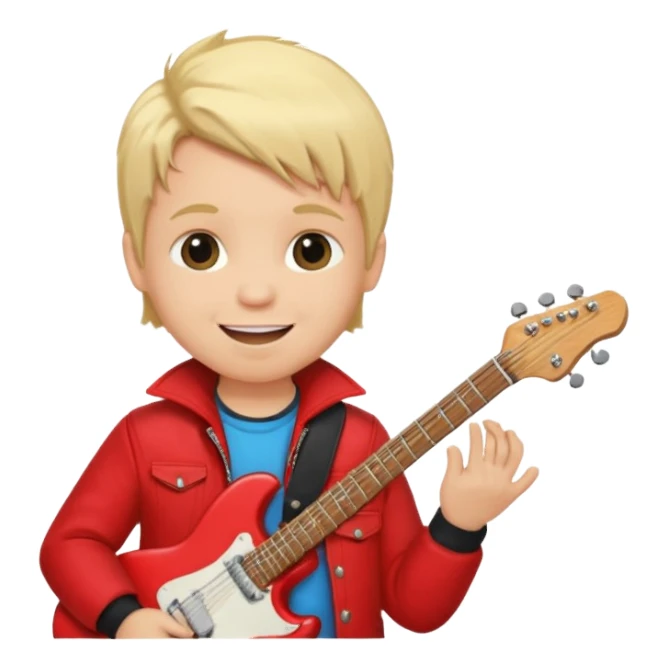 guitar rock player, baby head, red jacket sticker