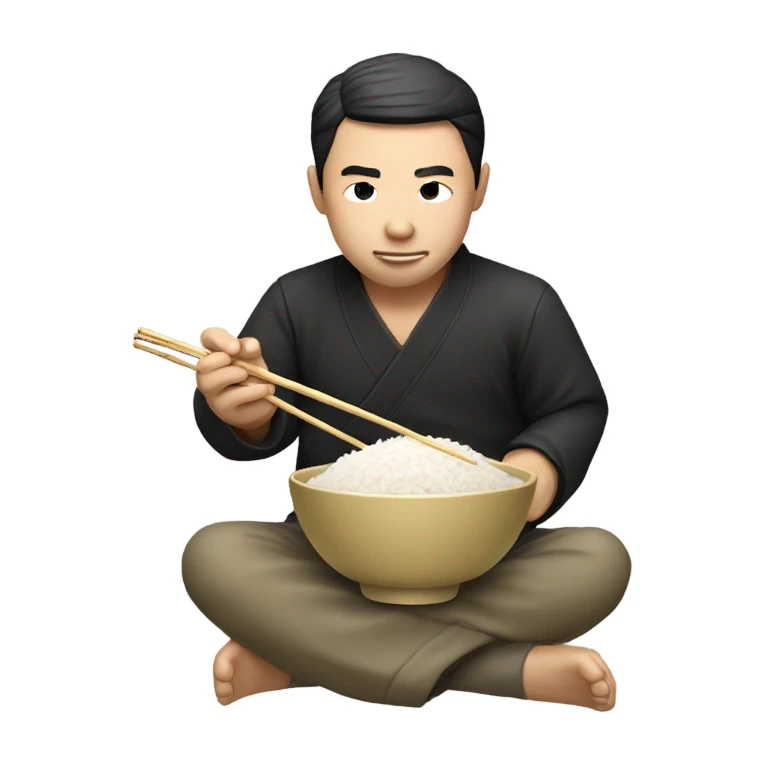  Chinese man eating rice sticker