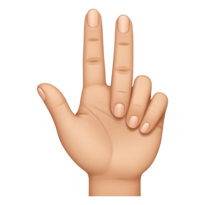 create a 2 fingers down, thumb tucked in between hand sticker