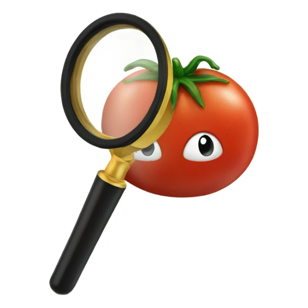 tomato under magnifying glass sticker