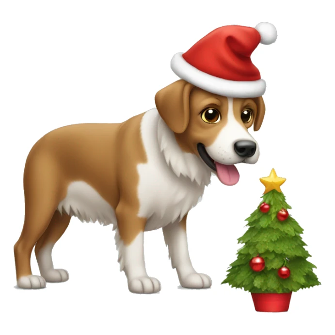 Hond met kerst muts  sticker