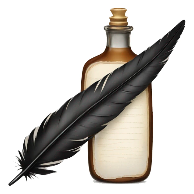 a feather quill and ink bottle sticker