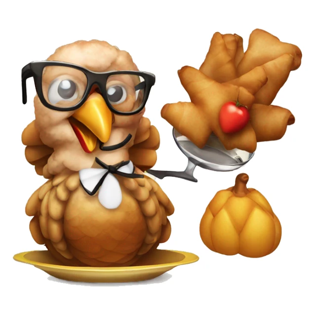 Cooked turkey with glasses  sticker