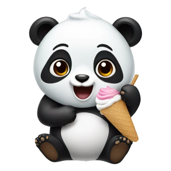 Flying Panda eating ice cream sticker