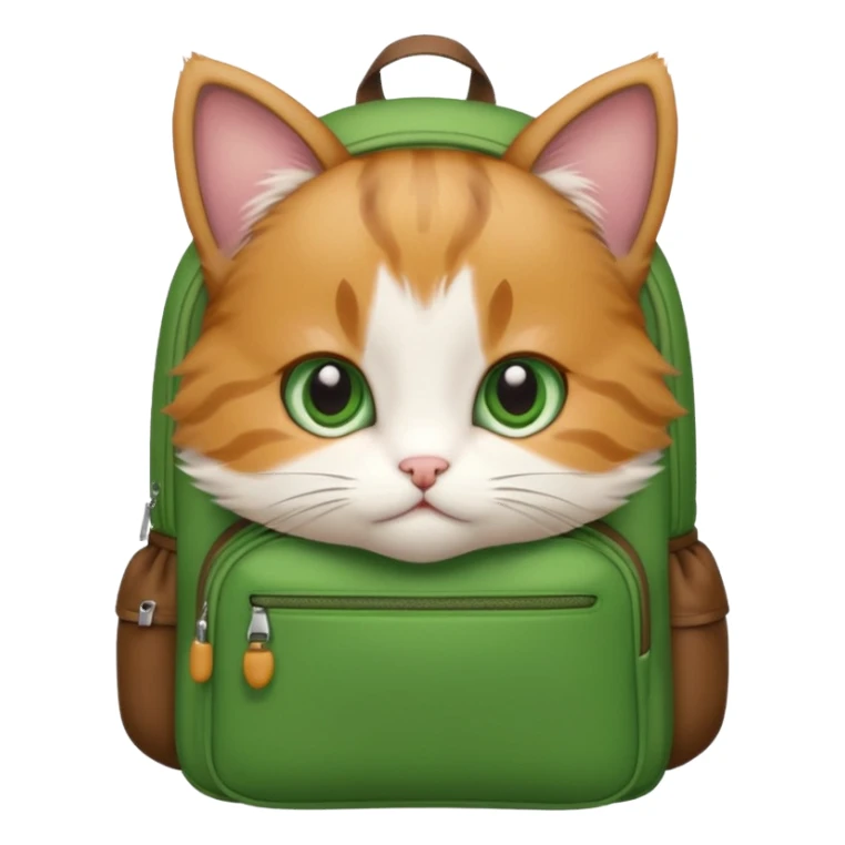 baby cat wear green backpack sticker