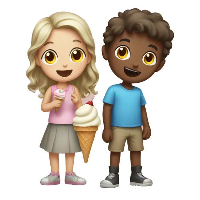 boy and girl with ice cream sticker