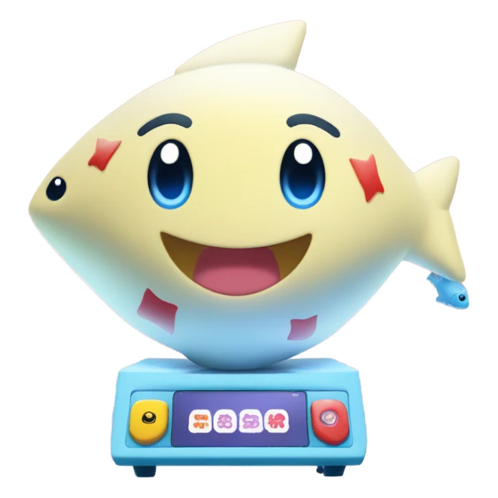 winking togepi and claw machine with fish sticker