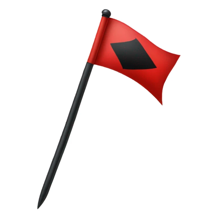 Red flag with black diagonal line with a sword in the middle  sticker