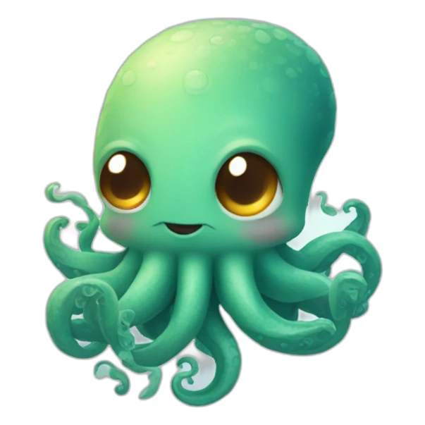 cute kraken with cute face blushing sticker