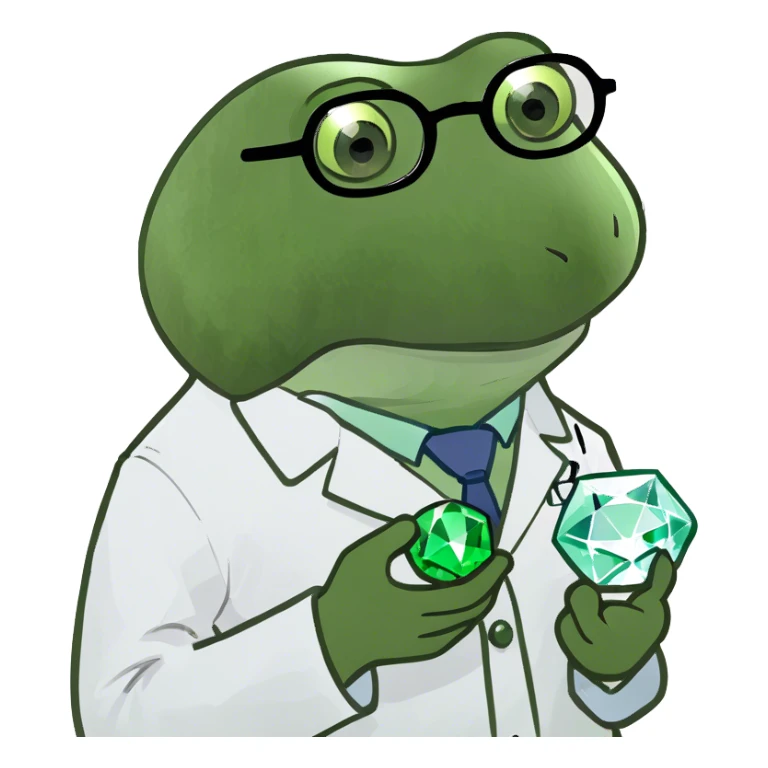 bufo doctor holding a green gem sticker