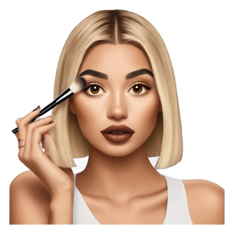 Hailey Bieber doing makeup  sticker