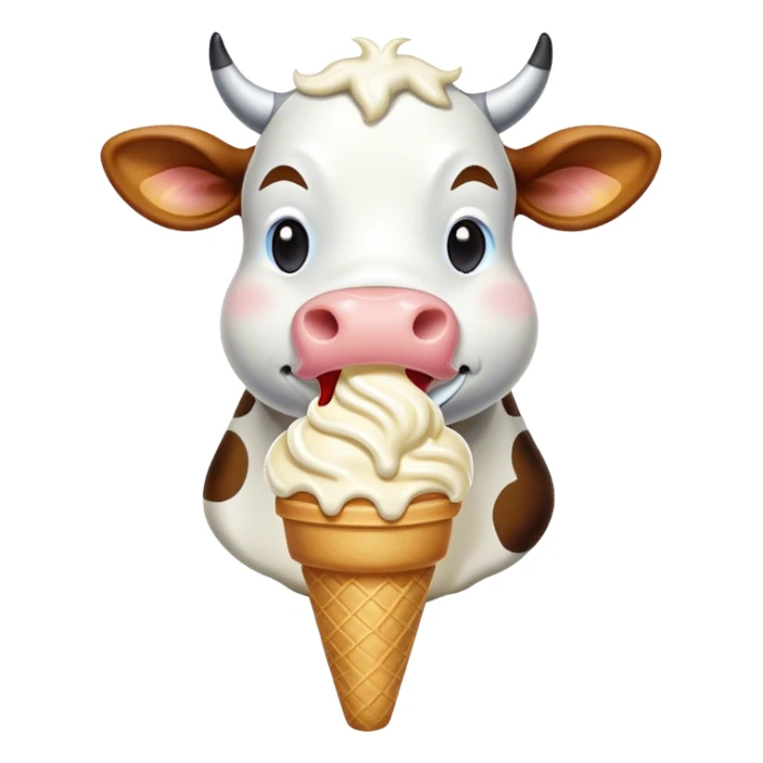 Cow eating ice cream sticker
