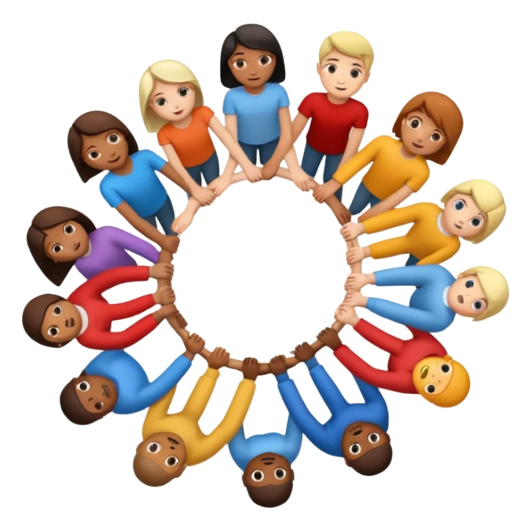 group holding handsin circle sticker