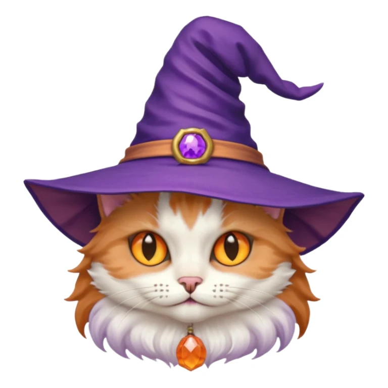 half cat wear purple wicth hat sticker