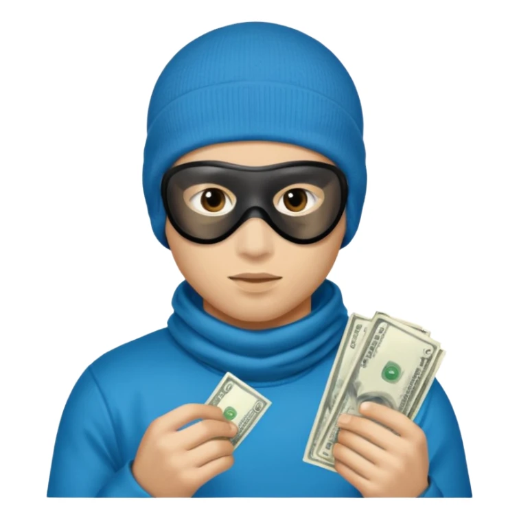 young man with a skimask doing a Money spread sticker