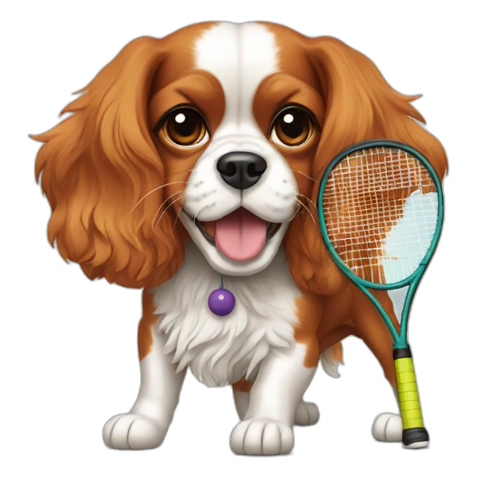 cavalier king charles playing tennis sticker
