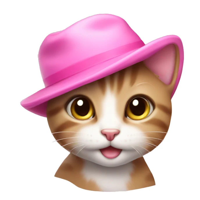 A cute kitten with a pink hat sticker