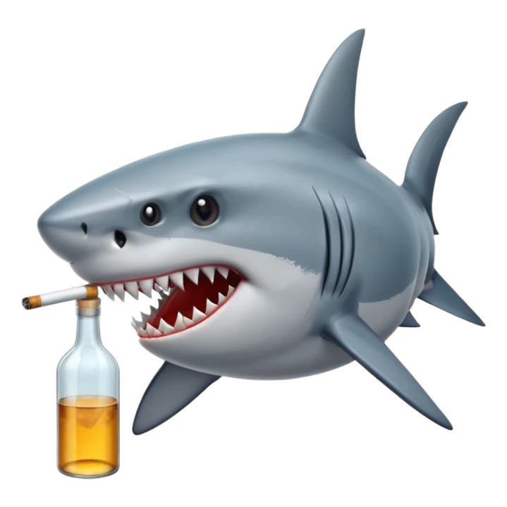 shark with a cigarette and some bottle sticker