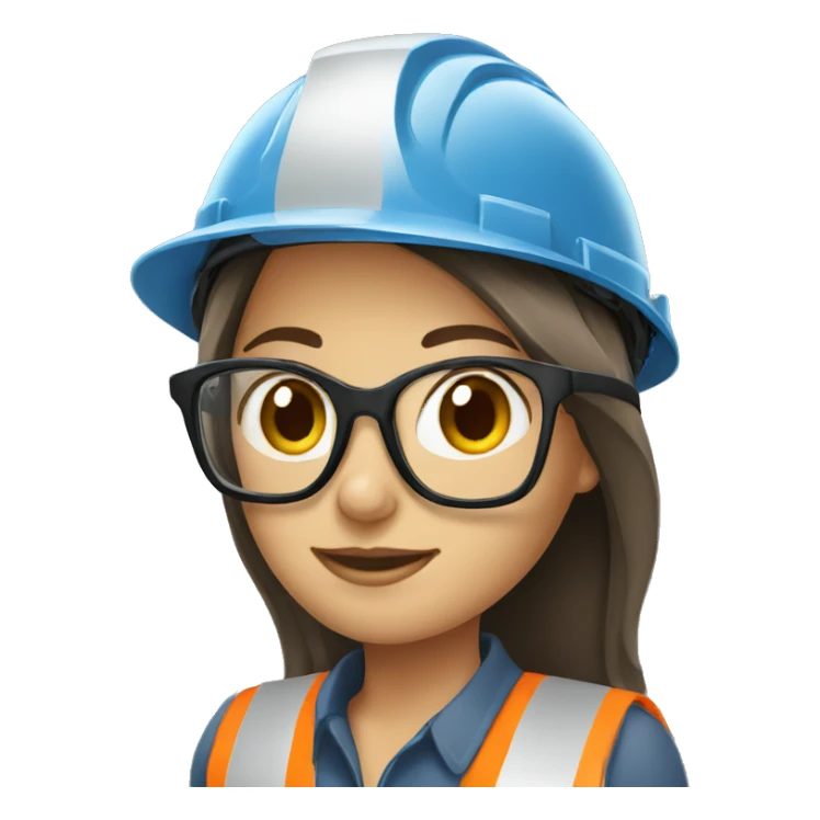 Safety girl construction with glasses sticker