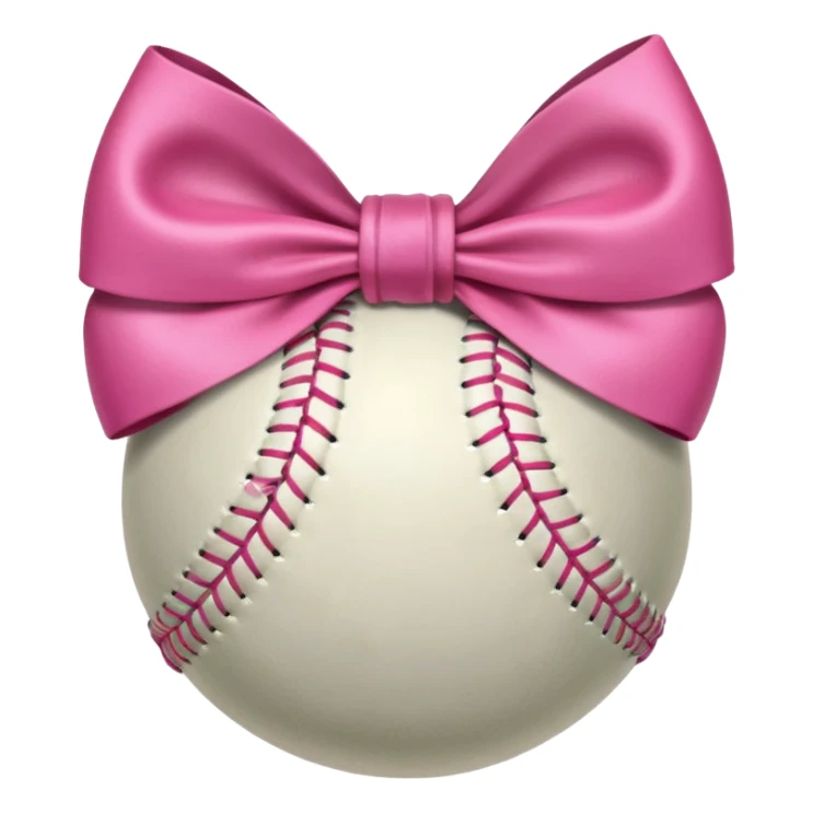 Softball with pink bow around it sticker