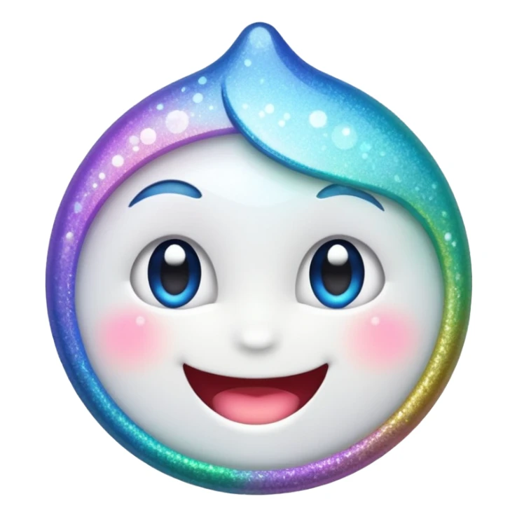 glitter white happy sticker